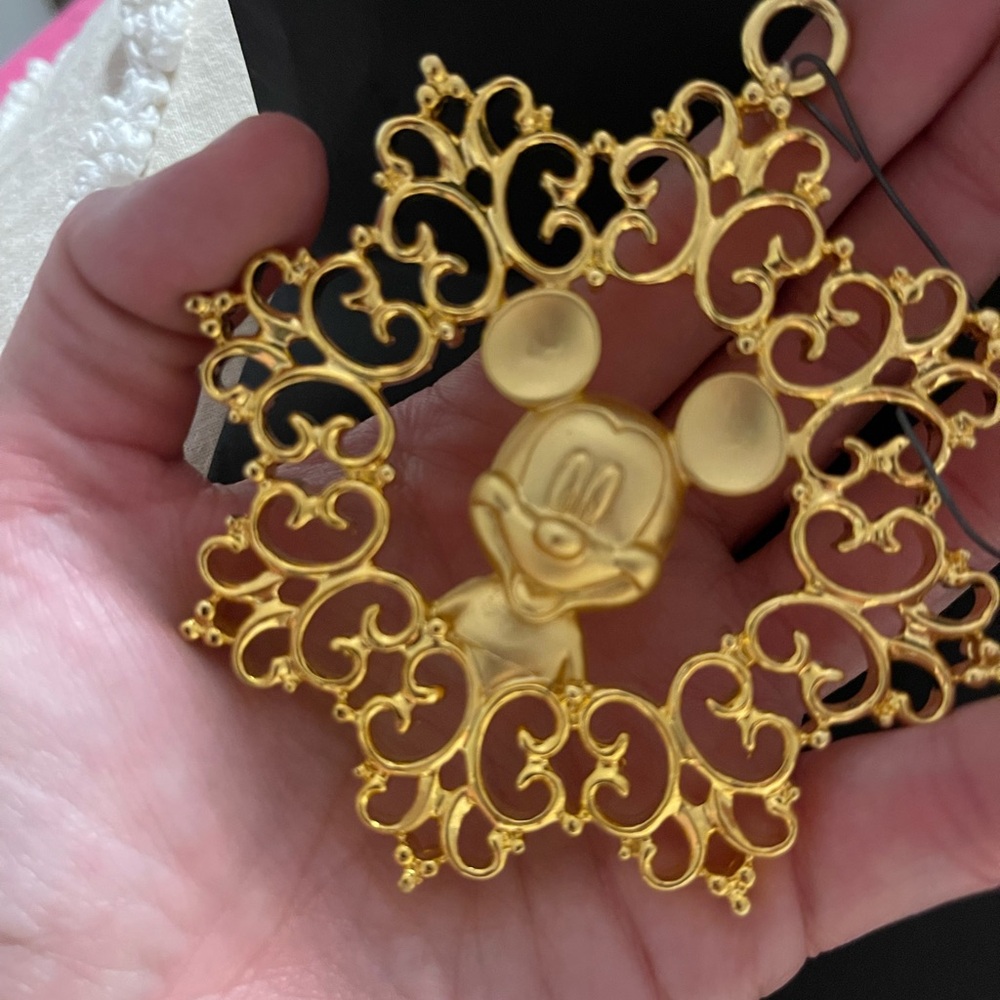 Disney Gold Mickey Mouse Ornament snowflake holiday Christmas